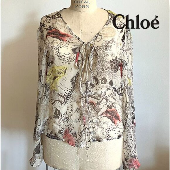 Chloé Stella McCartney silk print long sleeve blouse, S/S 2001 - Picture 1 of 6